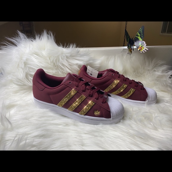 Relisted - Adidas superstar maroon with bling - Picture 4 of 6
